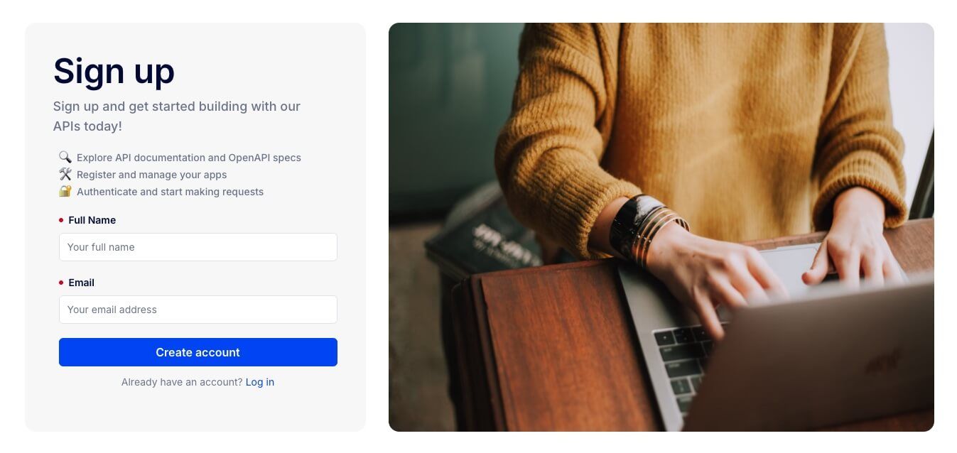 Example of an advanced registration form with an image